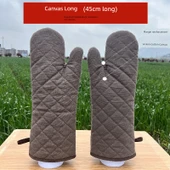 Kanvas Pamuk Silikon Mikrodalga Fırın Eldiveni - Uzun Kanvas (Çift) - 1