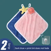 Mutfak Havlusu - Pembe ve Koyu Mavi - Emici ve Hızlı Kuruyan (2 Adet) - 1