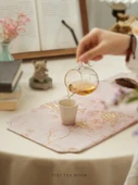 Pembe Çay Matı Tao Yao Çay Masası Uzun Pencere Çiçekli - 4