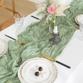 Fransız Stil Dantel Masa Örtüsü - Bej 90x400cm - 3