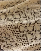 Fransız Dantel Masa Örtüsü - Pirinç Beyazı - Anka Kuşu Kuyruğu Desenli - 43x180cm - 11