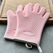 Silikon Fırın Eldiveni - Çift - Beş Parmaklı - Pembe - 1