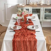 Fransız Stil Dantel Masa Örtüsü - Deri Pembe 90x180cm - 4