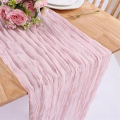 Fransız Stil Dantel Masa Örtüsü - Bej 90x400cm - 11