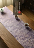 Çin Tarzı Su Geçirmez Çay Matı - Çift Taraflı Mor 30x150cm - 7