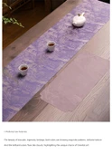 Çin Tarzı Su Geçirmez Çay Matı - Çift Taraflı Mor 30x150cm - 9