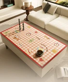 Pembe Kafes Desenli Kolay Katlanır Masa Örtüsü - 50x120cm - 9
