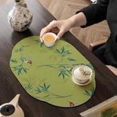 Çin Tarzı Diatomlu Çamur Çay Matı - Gece Şarkısı - 25x50cm (2 Adet, İndirimli) - 1