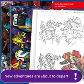 Robot Boyama Kitabı - 1 Adet Parıltılı Kart Savaşçısı ① + 24 Renk Akrilik Kalem - 4