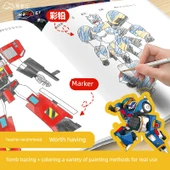 Robot Boyama Kitabı - 1 Adet Parıltılı Kart Savaşçısı ② + 12 Renkli Kurşun Kalem - 6