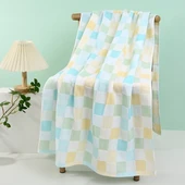 İnce Pamuklu Banyo Havlusu - 60x120 cm - Mavi Pembe 2 - 2