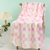 İnce Pamuklu Banyo Havlusu - 70x140 cm - Pembe 1 - 1
