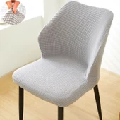 Evrensel Yemek Masası Sandalye Kılıfı - Kalınlaştırılmış Mısır Açık Gri Yelpaze - 5