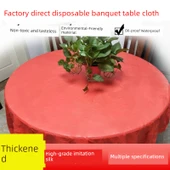 Kırmızı Düğün Ziyafet Tek Kullanımlık Masa Örtüsü - Kalınlaştırılmış Kırmızı Yuvarlak 2.6x2.6 Metre (20 Adet) - 1