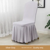 Modern Minimalist Elastik Polyester Sandalye Kılıfı - Gümüş Gri - 1