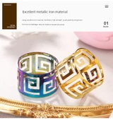 Avrupa Tarzı Metal Peçete Halkası - Oval Desenli (Altın) - 11