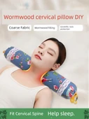 Moxa Yapraklı Boyun Yastığı DIY Seti - Temel - Kırık Pelin Otu - Mavi Beyaz Porselen - 6