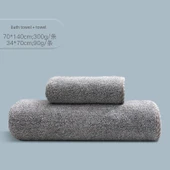 Bambu Kömürü Yıldız Desenli Banyo ve Yüz Havlusu Seti 70x140cm - 1