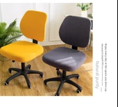 Modern Ofis Sandalyesi Minder Kılıfı - Kadife-Çam Yeşili - Tekli Set (1 Oturak + 1 Sırt) - 8