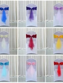 Düğün Sergi Sandalye Dekorasyon Kurdele Çiçekleri - Altın thumbnail 3