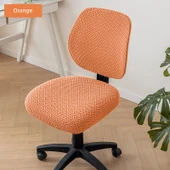 Modern Ofis Sandalyesi Minder Kılıfı - Yıldız Zinciri-Turuncu - Tekli Set (1 Oturak + 1 Sırt) - 1