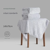 Bambu Kömürü Çizgili Banyo ve Yüz Havlusu Seti 70x140cm - 4