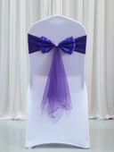 Düğün Sergi Sandalye Dekorasyon Kurdele Çiçekleri - Altın thumbnail 2