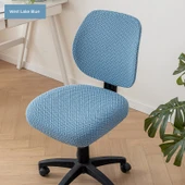 Modern Ofis Sandalyesi Minder Kılıfı - Yıldız Zinciri-Batı Göl Mavisi - 2'li Set (2 Oturak + 2 Sırt) - 1