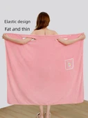 Pembe Yumuşak Banyo Eteği ve Saç Bonesi Seti - 7A Antibakteriyel Havlu 130x100cm - 3