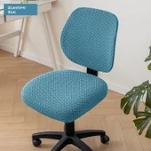 Modern Ofis Sandalyesi Minder Kılıfı - Yıldız Zinciri-Arduvaz Mavisi - Tekli Set (1 Oturak + 1 Sırt) - 1
