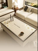 Su Geçirmez PVC Masa Örtüsü - Açık Renk Çiçek Deniz Manzaralı - 40x60 cm - 9