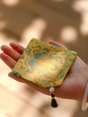 Çin Tarzı Yüzen Altın Ginkgo Yaprağı Nakışlı Çay Altlığı - Yüzen Altın Bardak Altlığı Seti * 6 thumbnail 5