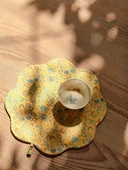 Çin Tarzı Yüzen Altın Ginkgo Yaprağı Nakışlı Çay Altlığı - Yüzen Altın Bardak Altlığı Seti * 6 thumbnail 6