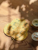 Çin Tarzı Yüzen Altın Ginkgo Yaprağı Nakışlı Çay Altlığı - Yüzen Altın Bardak Altlığı Seti * 6 thumbnail 4