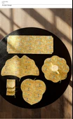 Çin Tarzı Yüzen Altın Ginkgo Yaprağı Nakışlı Çay Altlığı - Açık Altın Fulu Çay Masası - 9