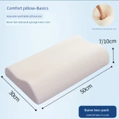 Hafızalı Köpük Boyun Yastığı - Beyaz Basic [Yastık Kılıfı + Yüksek Esnek Sünger Yastık] - Çift - 1