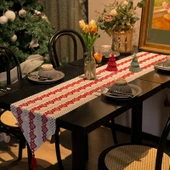 Fransız Tarzı Kalp Desenli Masa Örtüsü - Kırmızı Kalp Köşeli - 30x220cm thumbnail 5