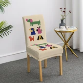 Çizgi Film Minimalist Köpek Kedi Sandalye Kılıfı - Köpek 2(R9) Desenli - 1
