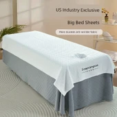 Güzellik Salonu Kırışıklık Karşıtı Yatak Örtüsü - Waffle Açık Pudra, Açılımlı 210x120 cm thumbnail 3