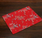 Çift Katmanlı Çin Tarzı Brokar Amerikan Servisi - Açık Sarı Erik Çiçeği - 40x30cm - 8