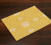 Çift Katmanlı Çin Tarzı Brokar Amerikan Servisi - Açık Sarı Erik Çiçeği - 40x30cm - 9