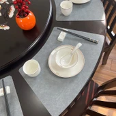 Fan Şeklinde Otel Restoran Yağa Dayanıklı Deri Bardak Altlığı - Küçük Boyut-Koyu Köri - 8