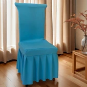Elastik Polyester Sandalye Kılıfı - Göl Mavisi - 1