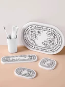 Diatomit Emici Paspas - Dörtlü Set - Fransız Desenli - 3