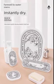 Diatomit Emici Paspas - Dörtlü Set - Fransız Desenli - 7