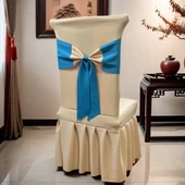 Elastik Polyester Sandalye Kılıfı - Tiffany Mavisi - 9