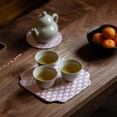 Desenli Brokar Çay Altlığı - Pembe Kare - 3