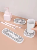 Diatomit Emici Paspas - Dörtlü Set - Fransız Desenli - 6