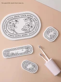 Diatomit Emici Paspas - Dörtlü Set - Fransız Desenli - 2