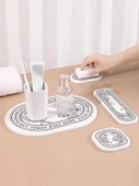 Diatomit Emici Paspas - Üçlü Set - Fransız Desenli - 5